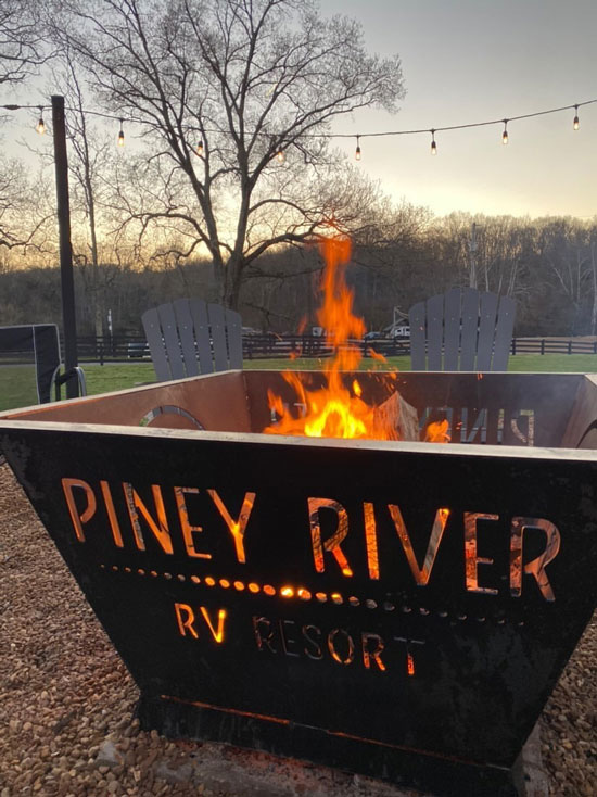 Fire pit in a rv camping resort