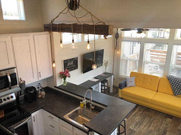 tiny house living room in an RV camping resort