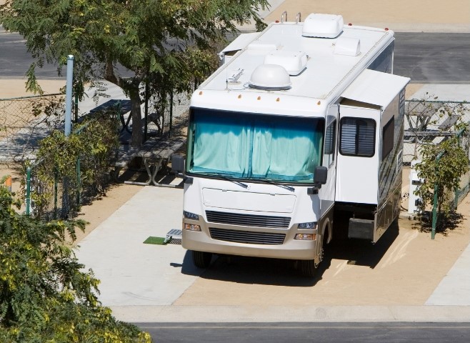 a luxury rv at an rv park