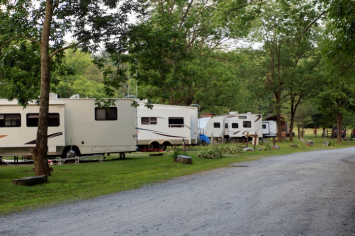 a road to an rv campground resort