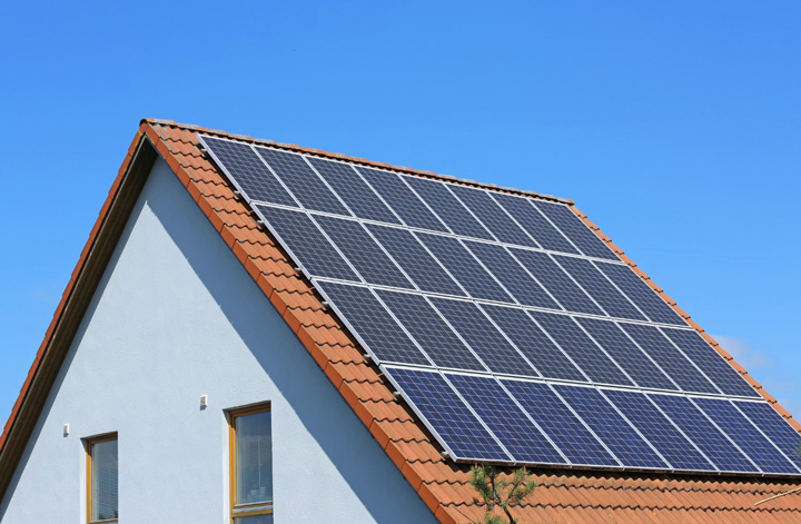 Tiny house with solar panels