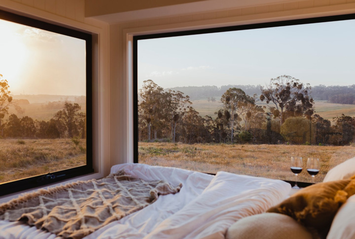 majestic view from a tiny house bedroom