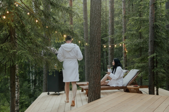 two woman relaxing on vacation