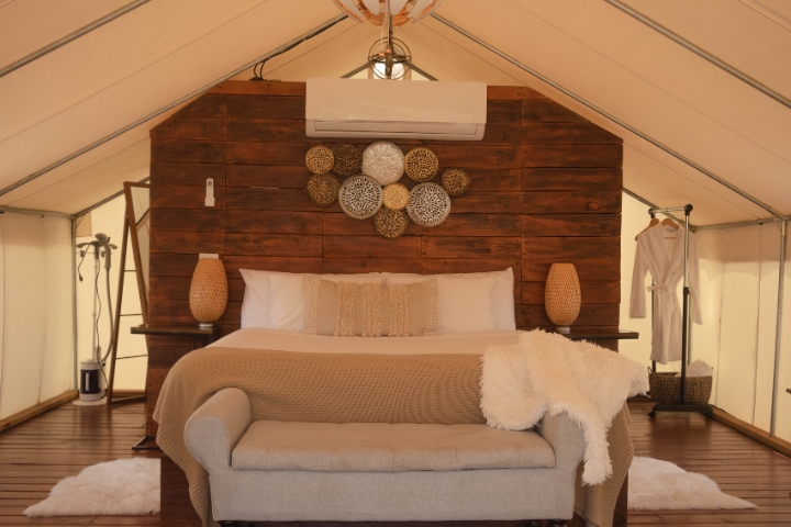 glamping bed interior