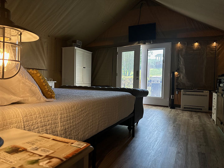 inside the glamping tent of piney river resort